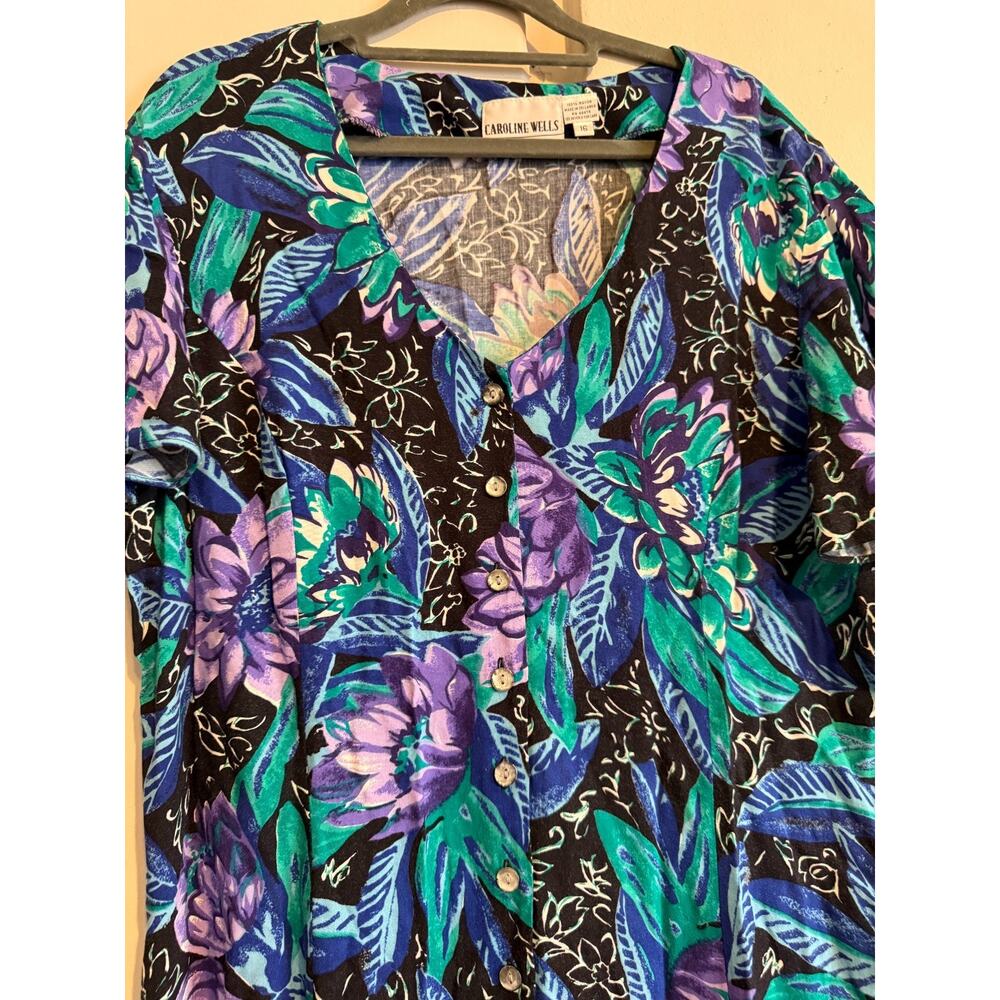 Vintage Caroline Wells Collection Button Front Dress Size 16 - Picture 3 of 7